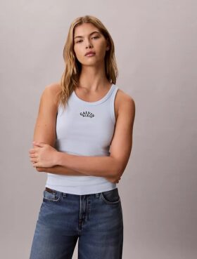 Konturlu Ribana Logo Grafikli Tank Top