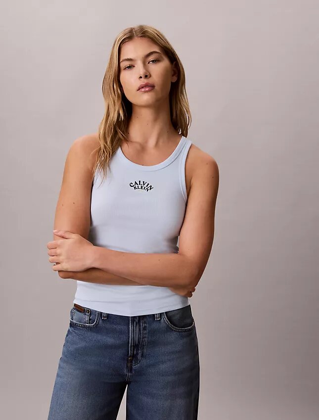 Konturlu Ribana Logo Grafikli Tank Top Konturlu Ribana Logo Grafikli Tank Top