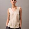 Kırışık Saten Desenli Tank Top