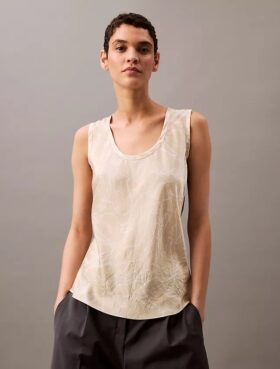 Kırışık Saten Desenli Tank Top