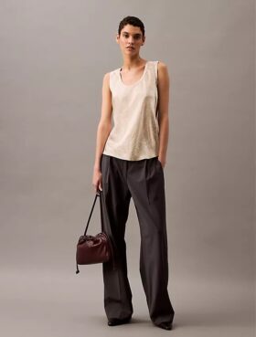 Kırışık Saten Desenli Tank Top