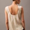 Kırışık Saten Desenli Tank Top