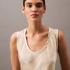 Kırışık Saten Desenli Tank Top