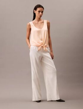 Kırışık Saten Önü Bağlamalı Tank Top