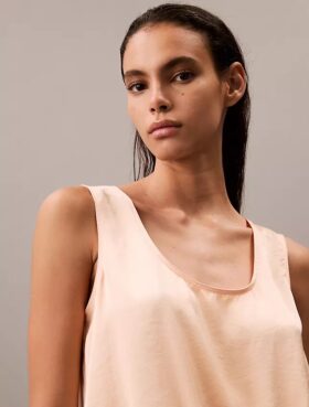 Kırışık Saten Önü Bağlamalı Tank Top