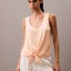 Kırışık Saten Önü Bağlamalı Tank Top