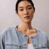 Kısa Yakasız Denim Trucker Jacket