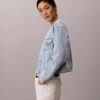 Kısa Yakasız Denim Trucker Jacket