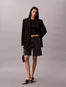 Kıvrımlı Etek Ucu A-Line Denim Şort