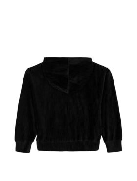Kız Çocuk Kadife Ribana Kapüşonlu Sweatshirt