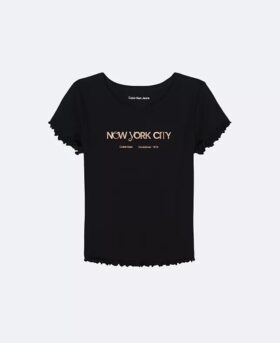 Kız Çocuk New York City Logo Grafikli Klasik Tişört