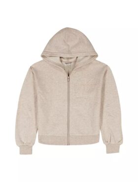 Kız Çocuk Polar Fermuarlı Kapüşonlu Sweatshirt