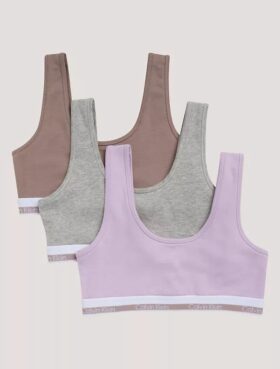 Kız Çocuklar için Varsity Cotton Stretch 3’lü Bralette Seti