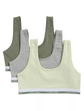 Kız Çocuklar için Varsity Cotton Stretch 3’lü Bralette Seti