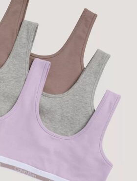 Kız Çocuklar için Varsity Cotton Stretch 3’lü Bralette Seti