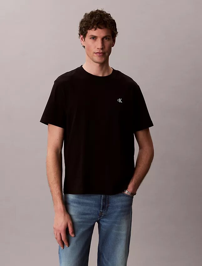İşlemeli Monogram Rahat Tişört İşlemeli Monogram Rahat Tişört