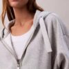 Logo Bantlı Polar Fermuarlı Rahat Kapüşonlu Sweatshirt