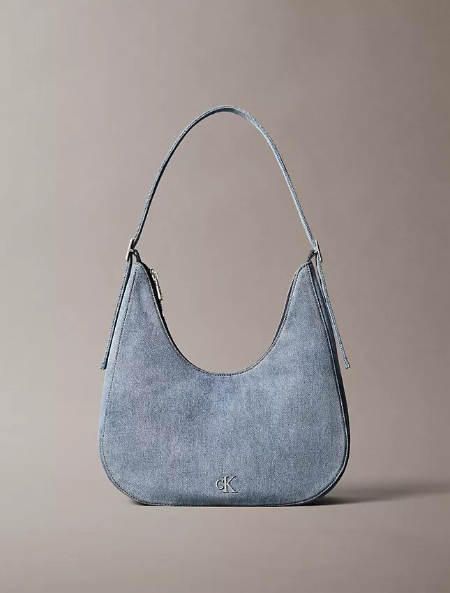 Logo Denim Hilal Şeklinde Çapraz Askılı Çanta Logo Denim Hilal Şeklinde Çapraz Askılı Çanta