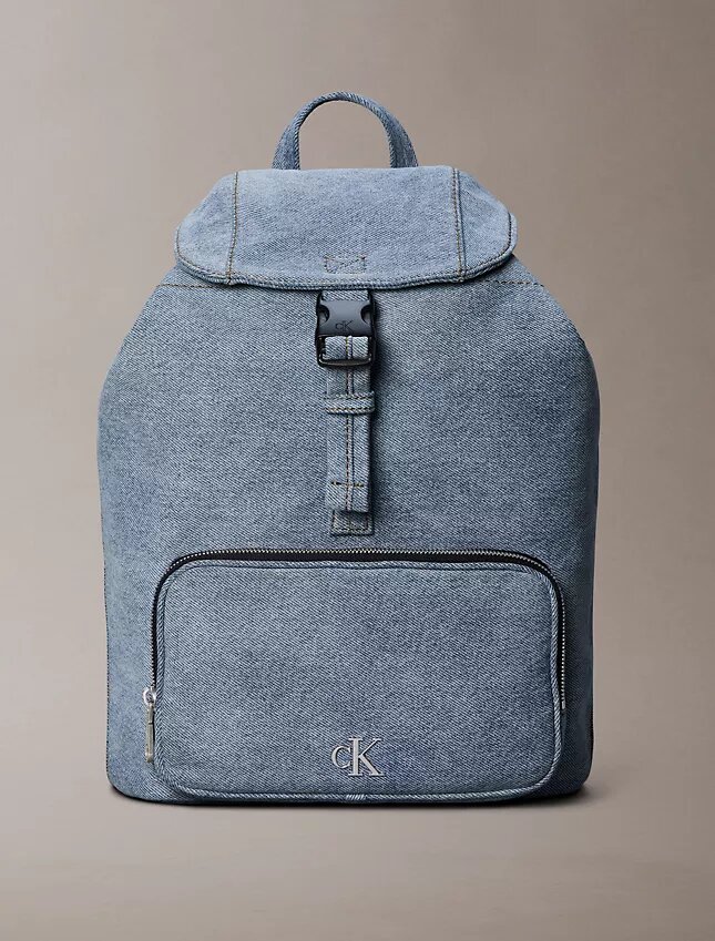 Logo Denim Mini Kapaklı Sırt Çantası Logo Denim Mini Kapaklı Sırt Çantası