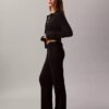 Lurex Merinos Yünü Karışımlı Geniş Paça Pantolon Lurex Merinos Yünü Karışımlı Geniş Paça Pantolon