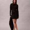 Lurex Merinos Yünü Karışımlı Mini Kazak Elbise