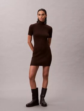 Lurex Merinos Yünü Karışımlı Ribana Kazak Elbise