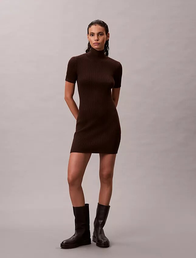 Lurex Merinos Yünü Karışımlı Ribana Kazak Elbise Lurex Merinos Yünü Karışımlı Ribana Kazak Elbise