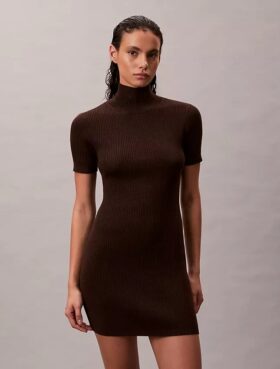 Lurex Merinos Yünü Karışımlı Ribana Kazak Elbise