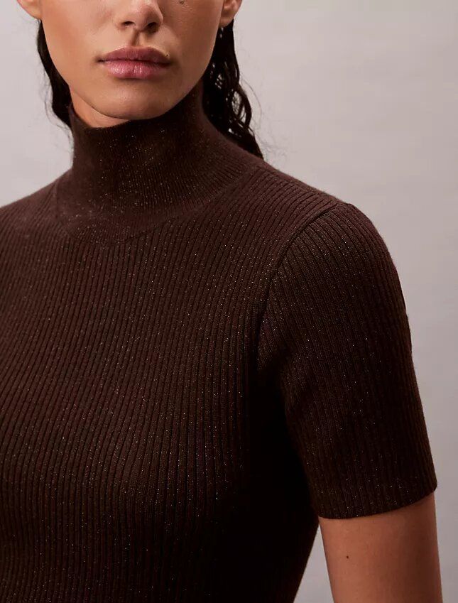 Lurex Merinos Yünü Karışımlı Ribana Kazak Elbise Lurex Merinos Yünü Karışımlı Ribana Kazak Elbise