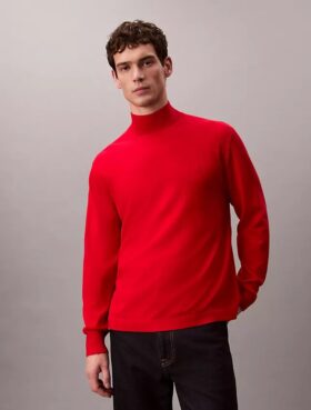 Merinos Yünü Mock Neck Kazak