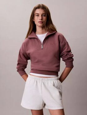 Monogram Fleece Çeyrek Fermuarlı Sweatshirt