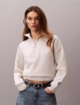 Monogram Fleece Çeyrek Fermuarlı Sweatshirt