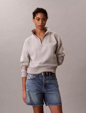 Monogram Fleece Çeyrek Fermuarlı Sweatshirt
