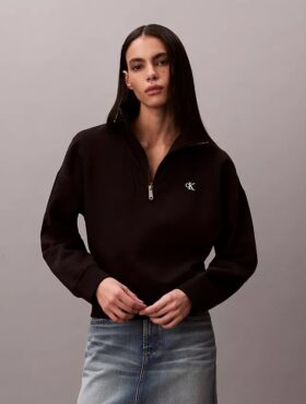 Monogram Fleece Çeyrek Fermuarlı Sweatshirt