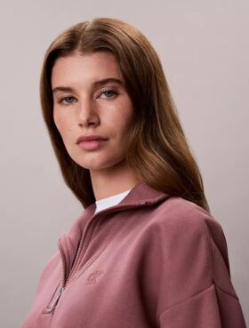 Monogram Fleece Çeyrek Fermuarlı Sweatshirt