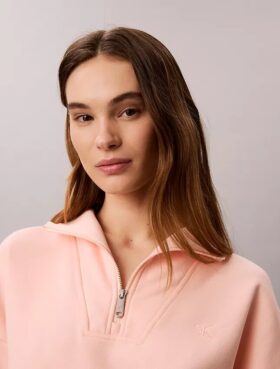 Monogram Fleece Çeyrek Fermuarlı Sweatshirt