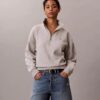 Monogram Fleece Çeyrek Fermuarlı Sweatshirt