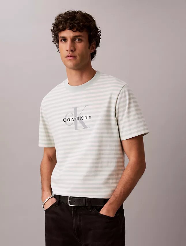 Monogram Çizgili Rahat Tişört Monogram Çizgili Rahat Tişört
