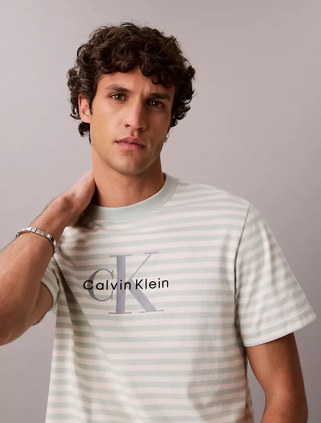 Monogram Çizgili Rahat Tişört Monogram Çizgili Rahat Tişört