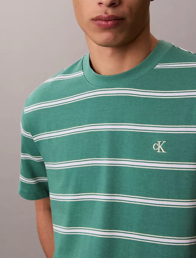 Monogram Çizgili Rahat Tişört Monogram Çizgili Rahat Tişört