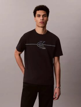 Monogram Line Grafik Klasik Tişört