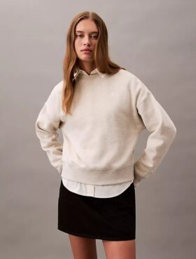 Monogramlı Kısa Kesim Polar Sweatshirt