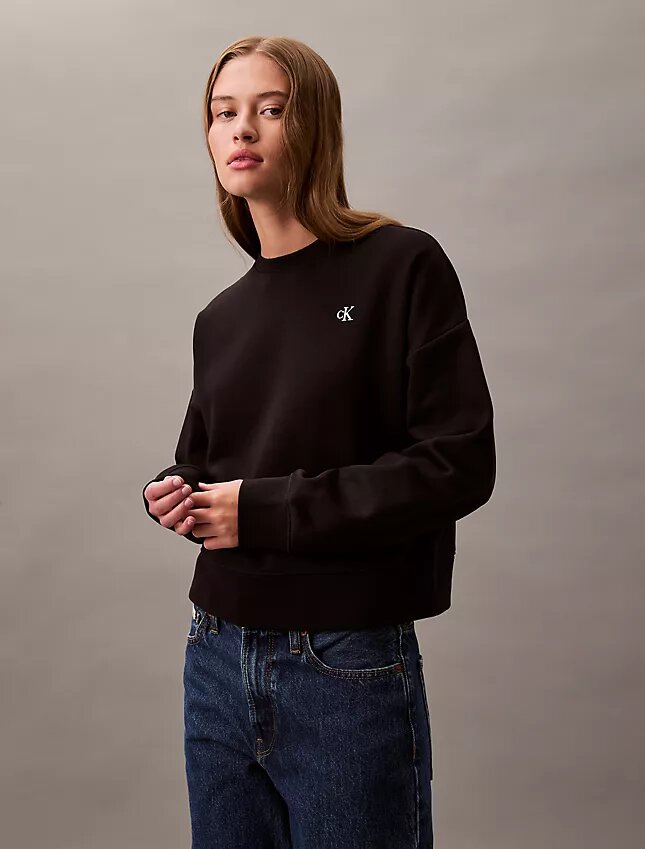 Monogramlı Kısa Kesim Polar Sweatshirt Monogramlı Kısa Kesim Polar Sweatshirt