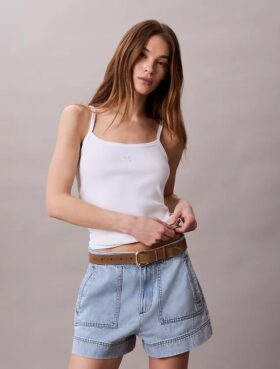 Monogramlı Nervürlü Tank Top
