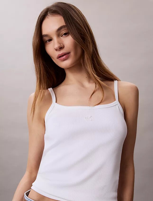 Monogramlı Nervürlü Tank Top Monogramlı Nervürlü Tank Top