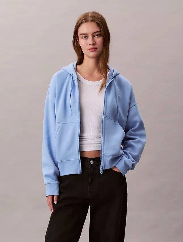 Monogramlı Polar Fermuarlı Kapüşonlu Sweatshirt Monogramlı Polar Fermuarlı Kapüşonlu Sweatshirt