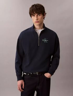 Monologo Premium Havlu Kumaş Çeyrek Fermuarlı Sweatshirt