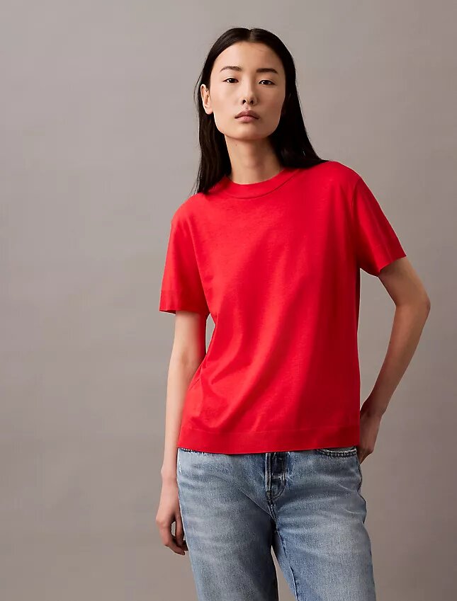 İnce Örme Mock Neck Tişört İnce Örme Mock Neck Tişört