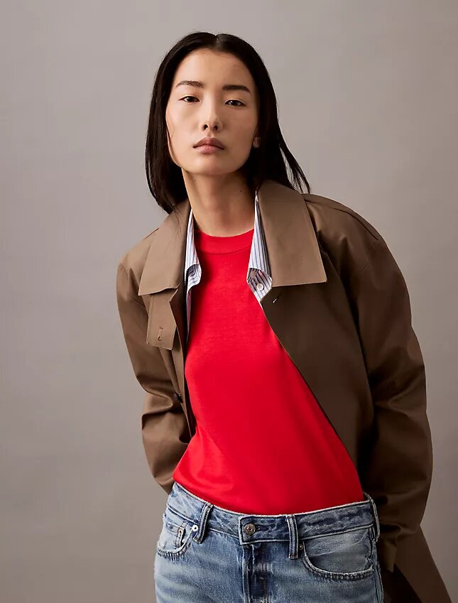İnce Örme Mock Neck Tişört İnce Örme Mock Neck Tişört