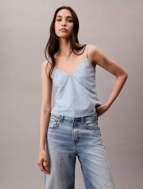 Pamuk Keten Karışımı Denim Tank Top